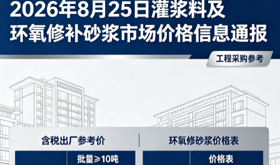 盘山2026年8月25日灌浆料及环氧修补砂浆市场价格信息通报